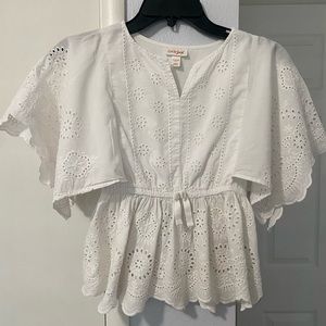 Cat & Jack White Eyelet Lace Bohemian dolman sleeve Top Size 6